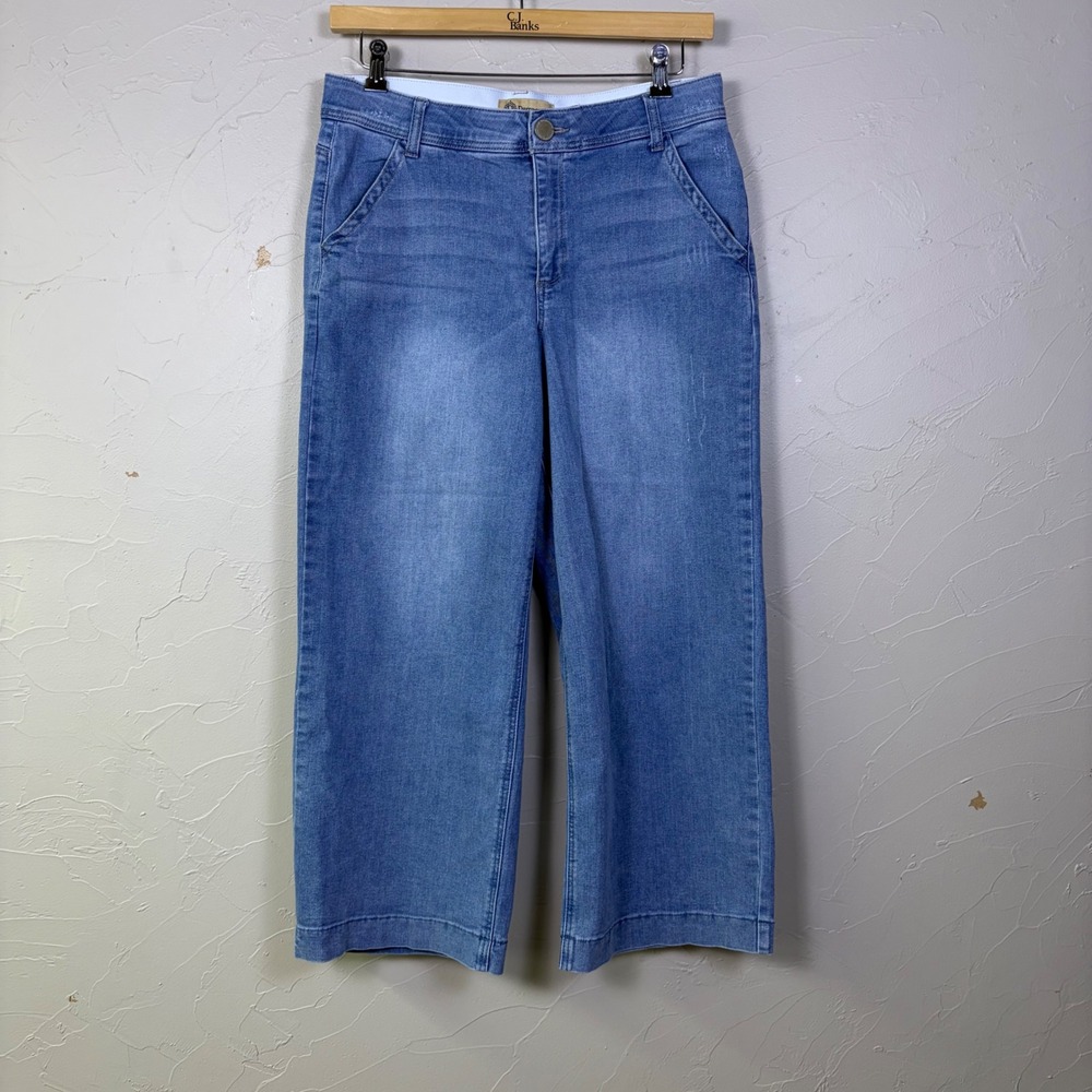 Democracy Jeans Womens 12 Ab Technology Crop Wide Leg Blue Denim Casual Boho